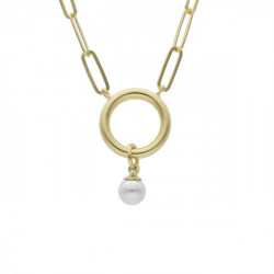 Greta circle pearl necklace in gold plating
