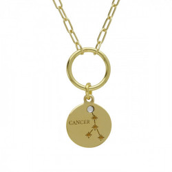 Zodiac cancer crystal necklace in gold plating