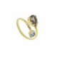 Louis diamond crossed ring in gold plating image
