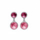 Basic XS double crystal fuchsia and rose dangle earrings in silver image