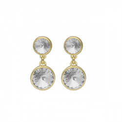 Basic XS double crystal crystal dangle earrings in gold plating