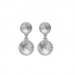 Basic XS double crystal crystal dangle earrings in silver