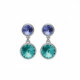 Basic XS double crystal light sapphire and light turquoise dangle earrings in silver image