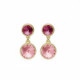 Basic XS double crystal fuchsia and light rose dangle earrings in gold plating image