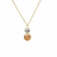 Basic XS double crystal crystal and light topaz necklace in gold plating image