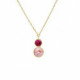 Basic XS double crystal fuchsia and light rose necklace in gold plating image
