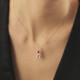 Basic XS double crystal fuchsia and light rose necklace in gold plating cover