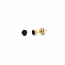 Celina round jet earrings in gold plating