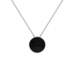 Collar corto círculo negro elaborado en plata
