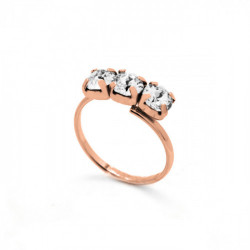 Celina triple crystal ring in rose gold plating in gold plating