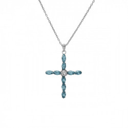 Las Estaciones cross aquamarine necklace in silver.