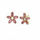 Pendientes pequeños flor rosa bañados en oro image