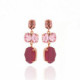 Celina oval royal red earrings in rose gold plating in gold plating