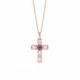 Poetic cross light rose necklace in rose gold plating in gold plating image