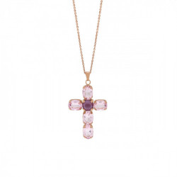 Poetic cross light rose necklace in rose gold plating in gold plating