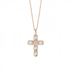Poetic cross light silk necklace in rose gold plating in gold plating