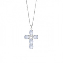 Poetic cross powder blue necklace in silver