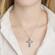 Poetic cross powder blue necklace in silver cover