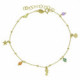 Motifs multicolour anklet in gold plating image