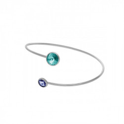 Basic XS double crystal light sapphire and light turquoise bracelet in silver