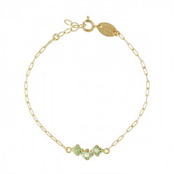 Jade crystals chrysolite bracelet in gold plating