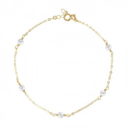 Paulette gold-plated anklet with pearl in pearl shape