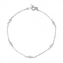 Paulette sterling silver anklet with pearl in pearl shape