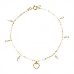 Gold-plated anklet with pearl in heart shape