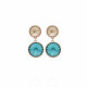 Basic double M light turquoise earrings in rose gold plating image