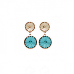 Basic double M light turquoise earrings in rose gold plating