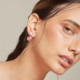 Basic double M light turquoise earrings in rose gold plating cover