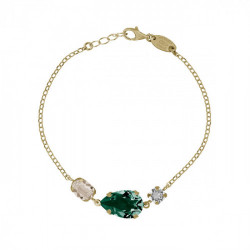 Blooming tear emerald bracelet in gold plating