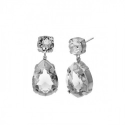 Blooming tear crystal earrings in silver