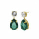 Blooming tear emerald earrings in gold plating image