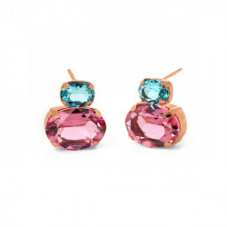 Transparent rose earrings in rose gold plating in gold plating