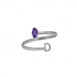 THENAME letter D tanzanite ring in silver