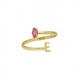 THENAME letter E light rose ring in gold plating