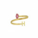 Anillo ajustable letra H color rosa bañado en oro image