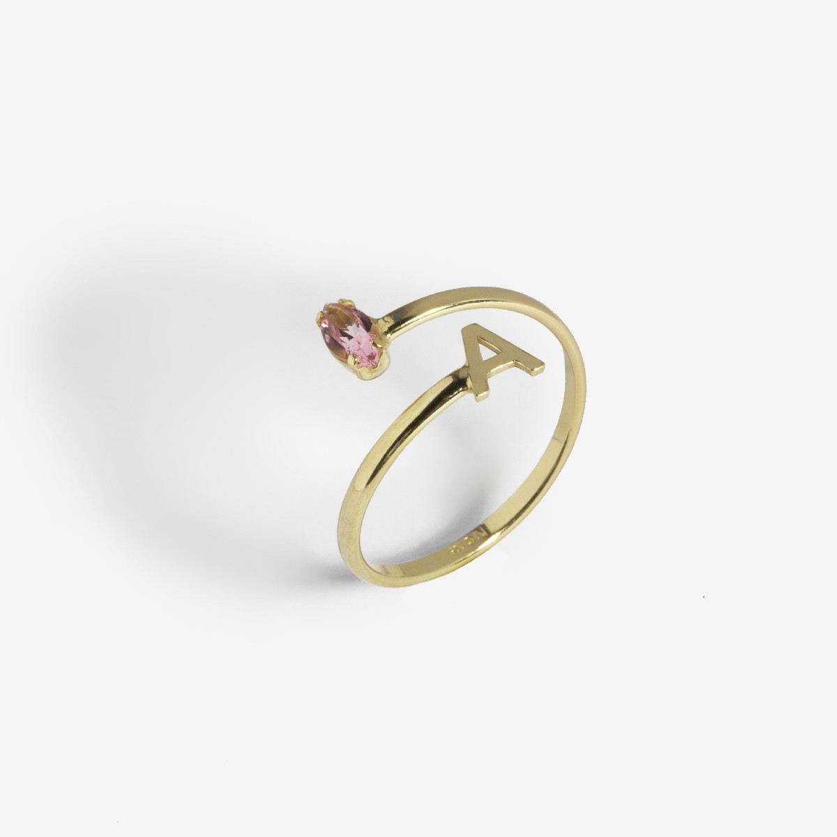 DIAMOND RING WITH INITIAL -Ρ- K14 YELLOW GOLD | Serkos