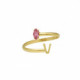 Anillo ajustable letra V color rosa bañado en oro image