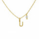 THENAME letter U crystal necklace in gold plating image