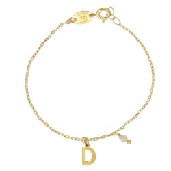 THENAME letter D crystal bracelet in gold plating