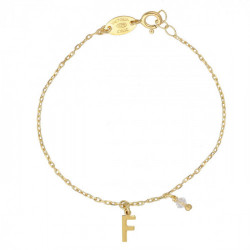THENAME letter F crystal bracelet in gold plating