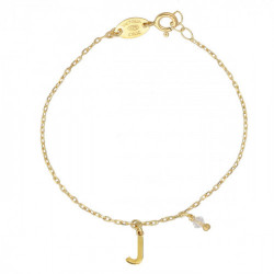 THENAME letter J crystal bracelet in gold plating
