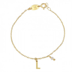 THENAME letter L crystal bracelet in gold plating