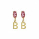 Pendientes pequeños letra B color rosa bañados en oro image