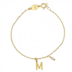 THENAME letter M crystal bracelet in gold plating