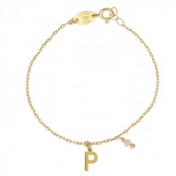 THENAME letter P crystal bracelet in gold plating