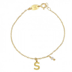 THENAME letter S crystal bracelet in gold plating