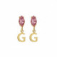 Pendientes pequeños letra G color rosa bañados en oro image